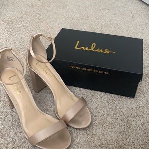Lulus Champagne Satin Heels